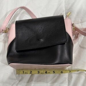 Black and Pink leather  Women's Bag